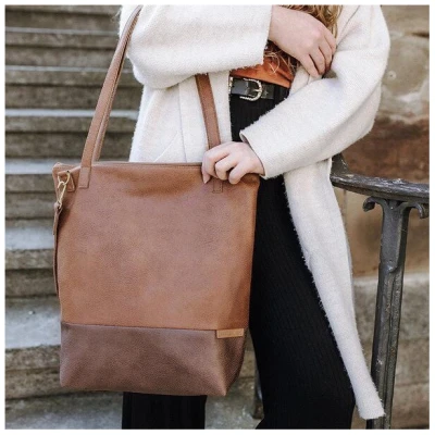 BOWLEANIES TASCHEN Shopper & Umhängetasche aus Lederfaserstoff mit Reißverschluss