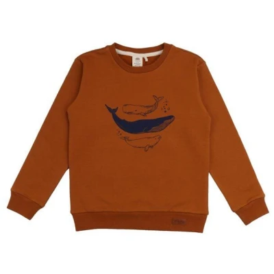 Baby Bio-Sweatshirt Braun Walkiddy: "Whale Friends" aus GOTS-zertifizierter Baumwolle, hypoallergen, umweltfreundlich, nachhaltig, fair produziert, Komfort & Stil.