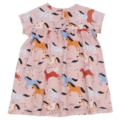 Baby-Kleid Bio-Baumwolle Rosa Walkiddy - Nachhaltiges Pferdemotiv, GOTS zertifiziert, Kurzarm, Allergikerfreundlich, Komfort und Stil für Babys