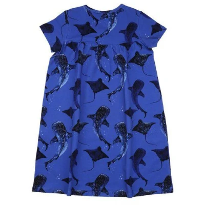 Baby-Kleid Walkiddy Blau Bio-Baumwolle - Wale & Rochen, Kurzarm, GOTS-zertifiziert, nachhaltig, umwelt- und allergikerfreundlich, komfortabel, modisch.