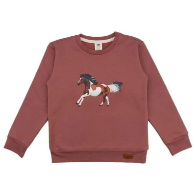 Baby Langarmshirt Bio Rosa Pferde - Walkiddy Sweatshirt aus 95% Baumwolle, GOTS-zertifiziert, umweltfreundlich, allergikerfreundlich, nachhaltige Herstellung.