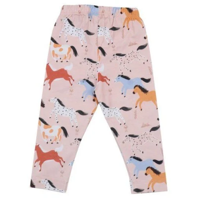 Baby-Leggings Bio-Baumwolle Rosa Pferdemotiv Walkiddy, nachhaltig, GOTS-zertifiziert, elastisch, bequem, pflegeleicht, umweltfreundlich