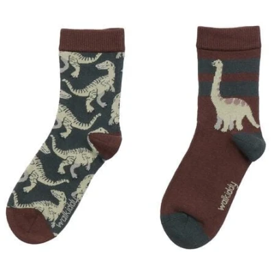 Baby Socken Bio-Baumwolle Dinosaurier Braun Walkiddy - Nachhaltig & Umweltfreundlich, GOTS-zertifiziert, Allergikerfreundlich, Weiches Material, Ethik-Verantwortung