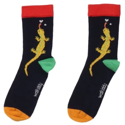 Baby-Socken Bio-Baumwolle Dunkelblau, Walkiddy - Colorful Salamanders, nachhaltig, GOTS-zertifiziert, hypoallergen, umweltfreundlich, hochwertige Qualität