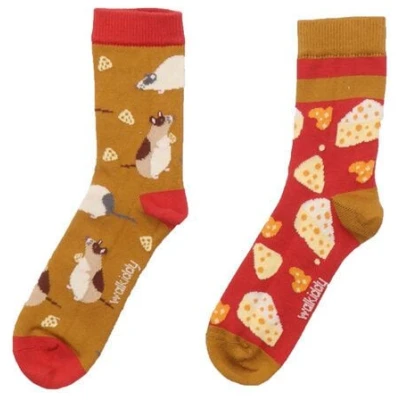 Baby Socken Bio Baumwolle Gelb - Walkiddy Playful Mouses, GOTS zertifiziert, umweltfreundlich & allergikerfreundlich, 95% Baumwolle, fröhliches Design.