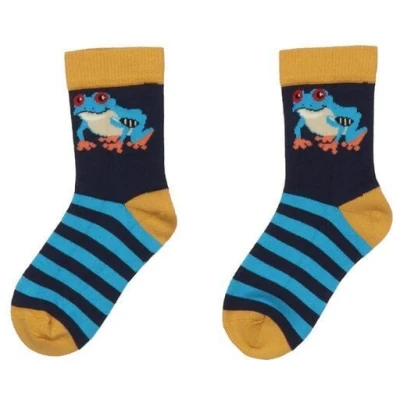 Baby Socken Bio Baumwolle Grün Walkiddy - Red Eyed Tree Frogs/Lion Friends, Nachhaltig GOTS-zertifiziert, Allergikerfreundlich, Elasthan, Umweltfreundlich