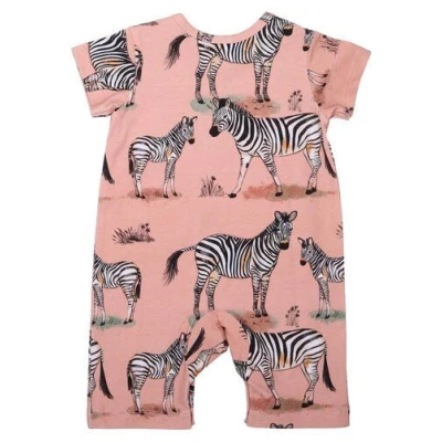 Baby-Strampler Rosa Walkiddy Zebra - Kurzer Arm, Bio-Baumwolle, Allergikerfreundlich, Nachhaltig, GOTS-zertifiziert, Umweltbewusst.