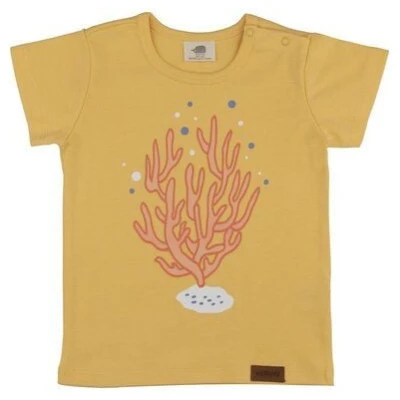 Baby T-Shirt Gelb Sea-Horse Bio - Walkiddy, 95% Baumwolle, GOTS-zertifiziert, nachhaltig, allergikerfreundlich, umweltbewusst, bequem, stilvoll.