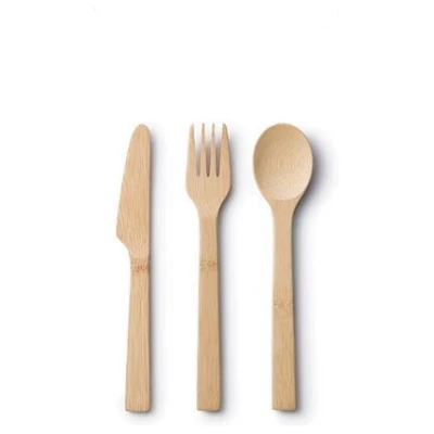 Bambus Besteck Set aus Messer, Gabel und Löffel 18,5cm Länge