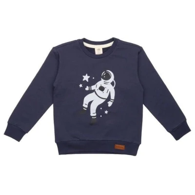 Baumwoll-Sweatshirt Baby Blau Walkiddy - Bio, GOTS-zertifiziert, nachhaltig, allergikerfreundlich. Perfekt für umweltbewusste Modefans, stilvoll und bequem.