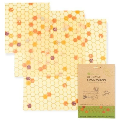 Beewise Bienenwachstücher 3er Set aus 100% BIO-Baumwolle