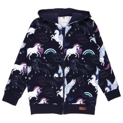 Bio-Unicorn & Pegasus Sweatjacke Blau - 95% Bio-Baumwolle, GOTS-zertifiziert, Fairtrade - Walkiddy