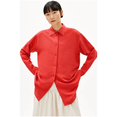 Bluse Langarm Maalgaa Lino Rot