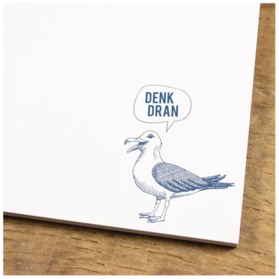 Bow & Hummingbird Maritimer Notizblock "Denk dran" Möwe aus Recyclingpapier