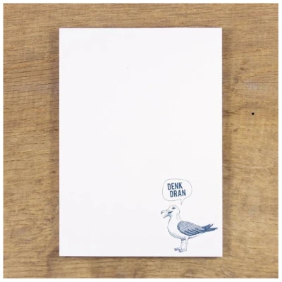 Bow & Hummingbird Maritimer Notizblock "Denk dran" Möwe aus Recyclingpapier