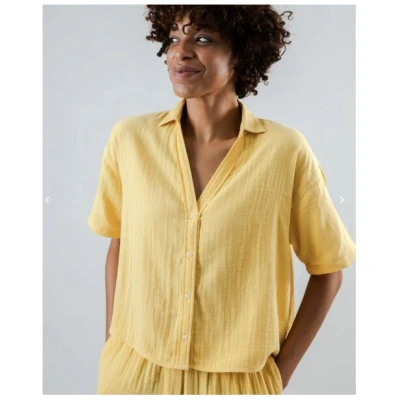Brava Fabrics Bubble Cropped Blouse Yellow