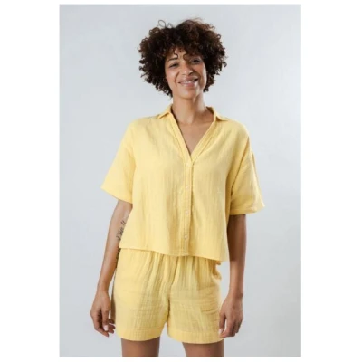 Brava Fabrics Bubble Cropped Blouse Yellow