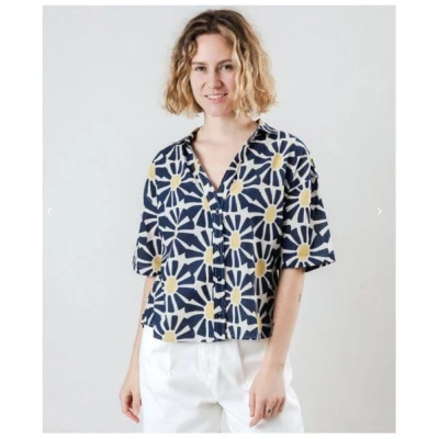 Brava Fabrics Marisol Cropped Blouse Navy