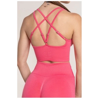 Empire Embodied Sportswear Damen - Bra/Bustier Sport BH mit verstellbaren Trägern, gepolstert, für Yoga, pink - aus recyceltem Polyester
