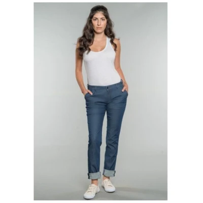 Feuervogl Business Chino LINDA mit Bundfalte LIGHTDENIM