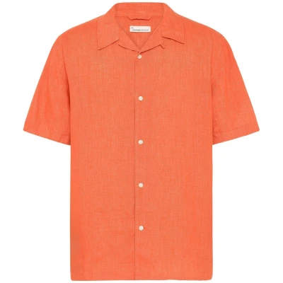Hemd Kurzarm Box Leinen Orange