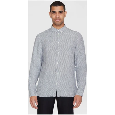 Hemd Striped Leinen Blau