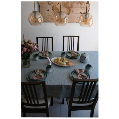 Hutch&Putch Musselin-Tischdecke "Angelina" · Aquamarine