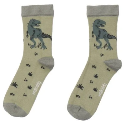 Kinder Bio-Socken Baumwolle - Walkiddy Dinosaurland beige, nachhaltige und hautfreundliche Qualität für Babys (Gr. 50-92) mit GOTS-Zertifikat.