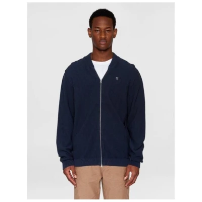 KnowledgeCotton Apparel Herren Cardigan "FIELD Pique Badge Knit" aus Biobaumwolle mit Reißverschluß