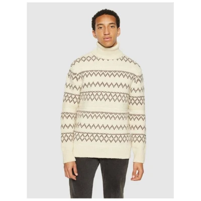 KnowledgeCotton Apparel Strickpullover Rollkragen mit Muster aus Bio-Lammwolle RWS