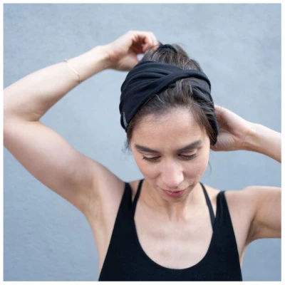 Liebe Deinen Planeten Bio breites Stirnband BASIC, gerafftes Haarband aus elastischem Bio Jersey