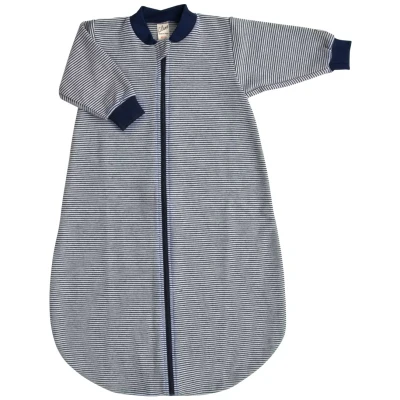 Lilano Baby und Kinder Schlafsack mit langem Arm Wolle Seide marine-ringel Gr.50/56