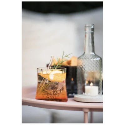 MaBe Aperol Glas UPCYCLING aus der 1l Aperol Flasche MIT Glasstrohhalm - 1Stk