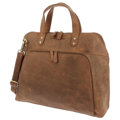 MoreThanHip Damen Laptoptasche 15,6" Vintage Ökoleder - Primrose braun oder schwarz