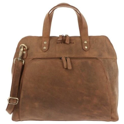 MoreThanHip Damen Laptoptasche 15,6" Vintage Ökoleder - Primrose braun oder schwarz