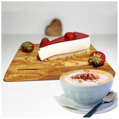 NATUREHOME Kuchen-Teller Frühstücksbrett Olivenholz 25x15 cm und Sets