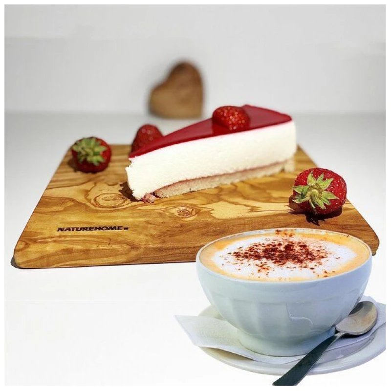 NATUREHOME Kuchen-Teller Frühstücksbrett Olivenholz 25x15 cm und Sets