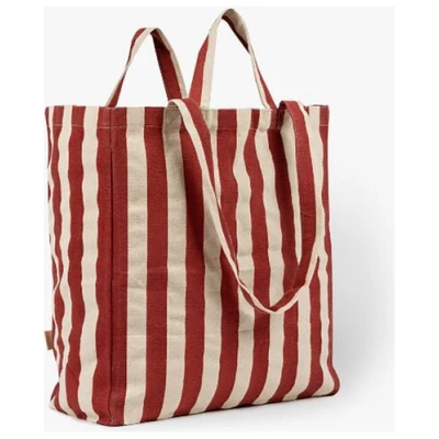 OMOM Einkaufstasche | Strandtasche | Tragetasche aus Bio-Baumwolle gestreift