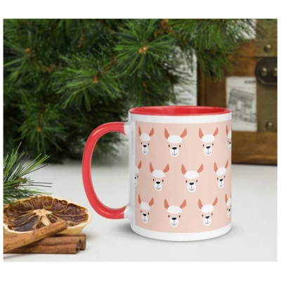 PepMelon Lama Tasse mit Farbe innen, Be Llamazing, lustige Lama Weihnachtstasse
