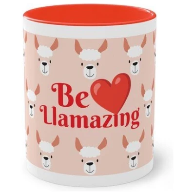 PepMelon Lama Tasse mit Farbe innen, Be Llamazing, lustige Lama Weihnachtstasse