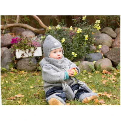 Pickapooh Baby und Kinder Fäustlinge Bio-Merinowolle Fleece grau Gr.2 (bis 2 Jahre)