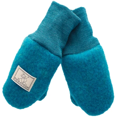 Pickapooh Baby und Kinder Fäustlinge Bio-Schurwolle Fleece petrol Gr.3 (bis 4 Jahre)