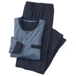 Pyjama aus reiner Bio-Baumwolle, stahlblau