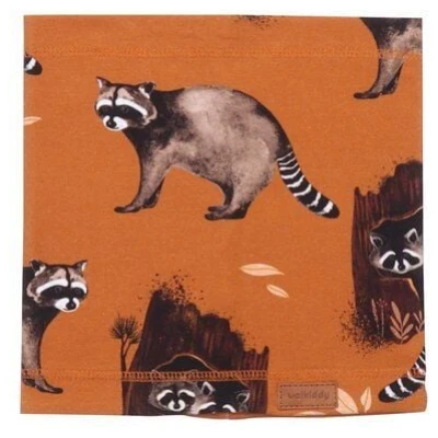 Schal Braun 95% Bio-Baumwolle Walkiddy Curious Raccoons - Nachhaltig, GOTS-zertifiziert, umweltfreundliches Accessoire für Kinder.