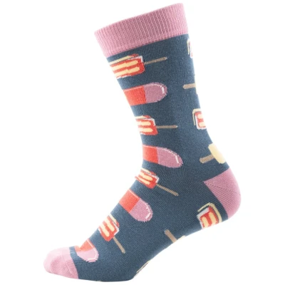 Socken Eis graublau / gelb Gr. 39-42