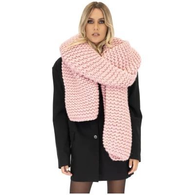 Straight Ribbed Chunky Scarf - Pink