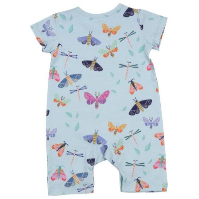 Strampler Bio Baumwolle Blau - Walkiddy Schmetterlinge Kurzarm, nachhaltig, bequem, allergikerfreundlich, elastisch, GOTS-zertifiziert, umweltbewusst.