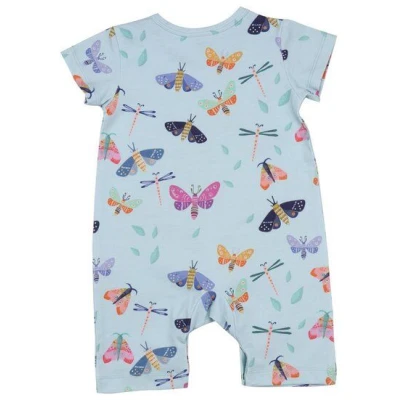 Strampler Bio Baumwolle Blau - Walkiddy Schmetterlinge Kurzarm, nachhaltig, bequem, allergikerfreundlich, elastisch, GOTS-zertifiziert, umweltbewusst.