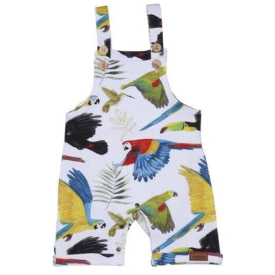 Strampler Blau Bio Baumwolle Walkiddy - "The Birds of Rainforest", Ärmelos, Umweltfreundlich, GOTS-zertifiziert, Nachhaltig, Allergikerfreundlich