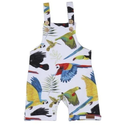 Strampler Blau Bio Baumwolle Walkiddy - "The Birds of Rainforest", Ärmelos, Umweltfreundlich, GOTS-zertifiziert, Nachhaltig, Allergikerfreundlich